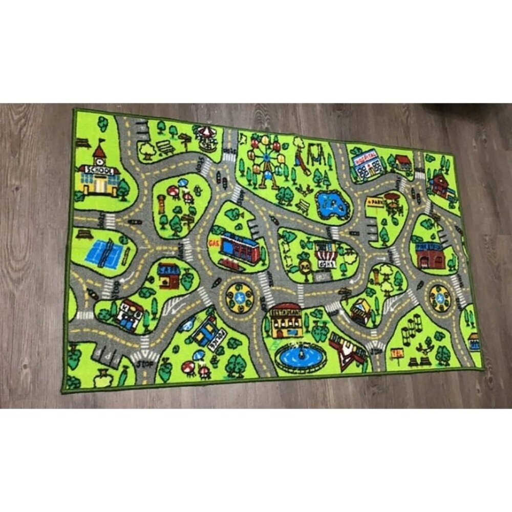 New Kids Carpet Playmat Car Rug – Educational Road Traffic Carpet Multi Color